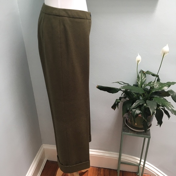 Harvé Benard Green Wool-Blend Trousers - Picture 4 of 8